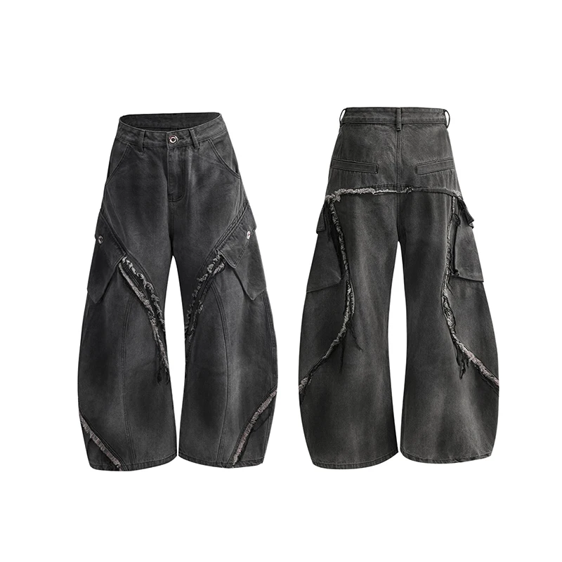 LUZHEN الأصلي يرتدي لدغ المرقعة تصميم جيوب تزيين الدنيم السراويل الرجال 2025 موضة جديدة الأصلي الشارع الجينز LZ8421