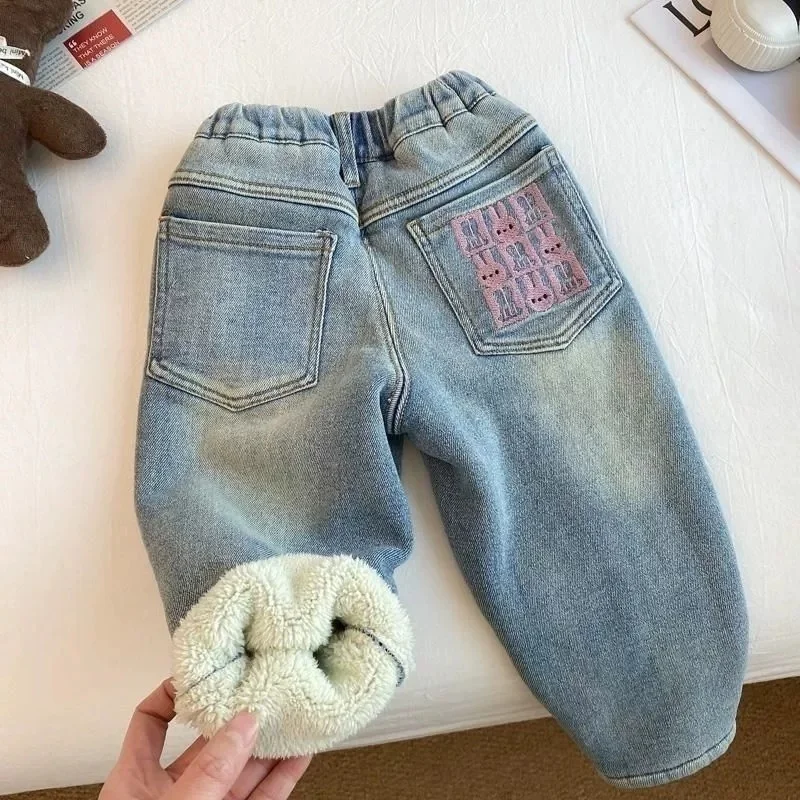 

Girls Jeans Winter Plus Velvet Thickened 2026 New Integrated Velvet Lamb Velvet Girl Autumn and Winter Children's Pants