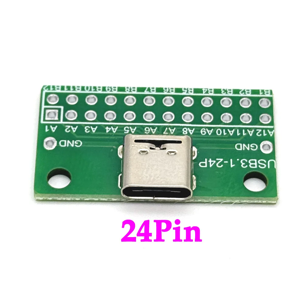 1/10szt Typ-C żeński USB 3.1 Test PCB Adapter płytki drukowanej Typ C 6Pin 24Pin 2.54mm Gniazdo złącza do przesyłania danych przez kabel linii danych — zdjęcie 4