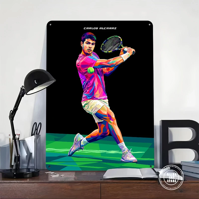 Carlos Alcaraz Tennis Player Pop Art Metal Poster Customized Wall Art Retro Vintage Tinplate Signs for Home Decor Accessories