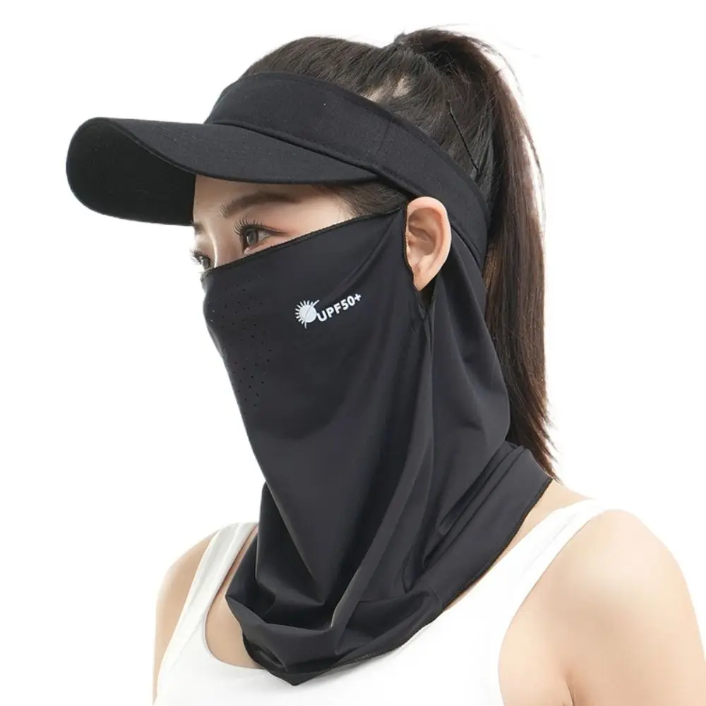 Sun Protection Summer Ice Silk Face Mask Breathable Letter Neckline Face Cover Anti-UV Driving Mask Sunscreen Face Veil Fishing