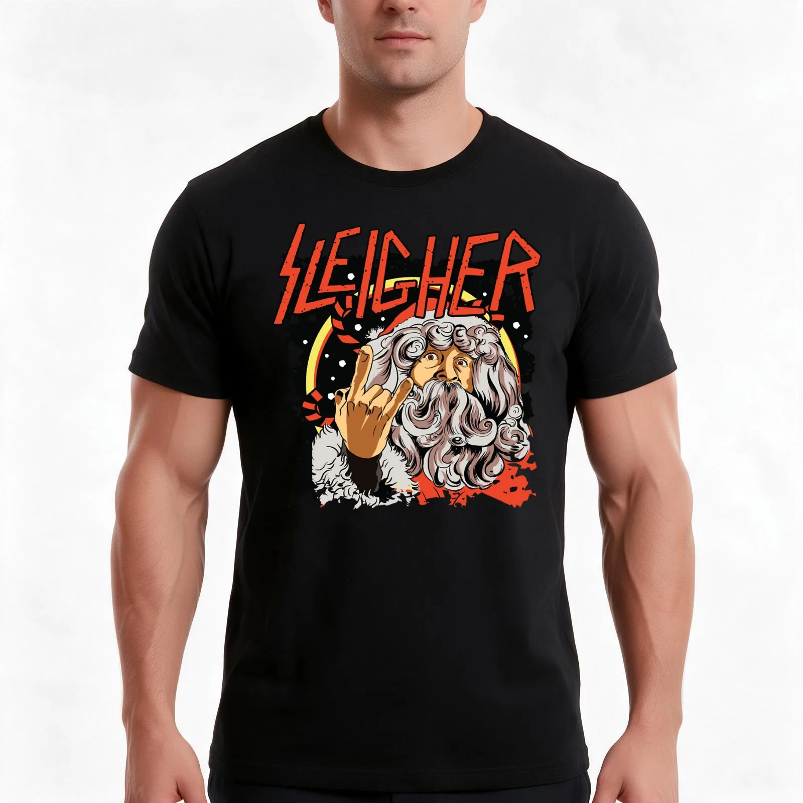 SLEIGHER T-Shirt, Summer Casual Cotton Tee, Oversized Streetwear Tops, Vintage Graphic Print, Loose Fit Short Sleeve