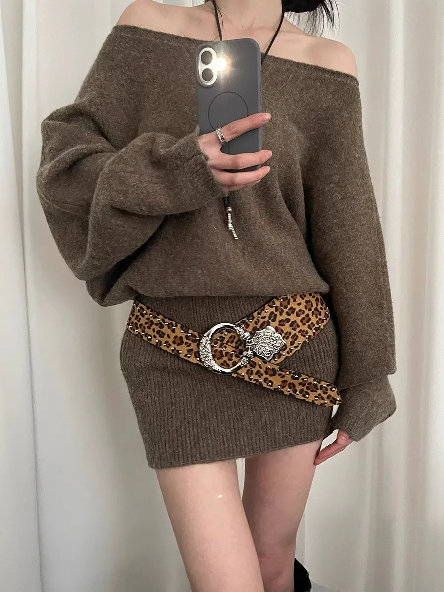 Breiter Gürtel mit Leopardenmuster für Damen, personalisierter Taillengürtel im Retro-Stil für einen sexy Look, amerikanischer Y2K-Ledergürtel zum Cinch-The