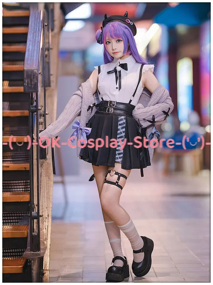 Vtuber Tokoyami Towa Cosplay Costumes School Uniforms Women Party Suit Top Coat Skirt Halloween Outfits Custom Made