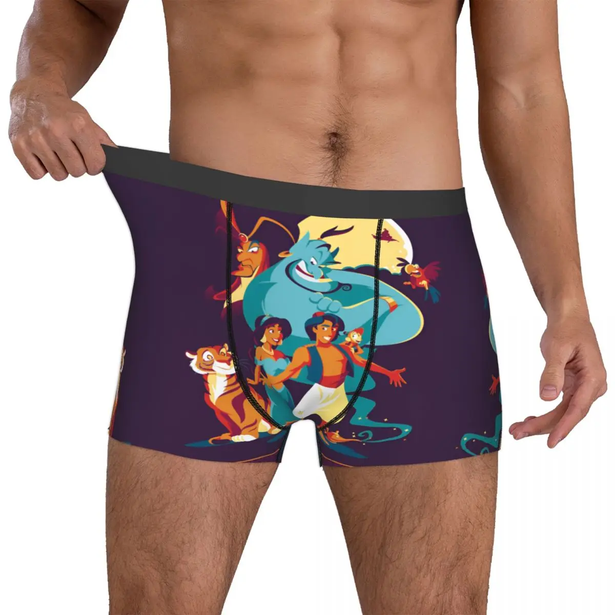 

Мужские трусы-боксеры Custom A-Aladdines: эластичные, мягкие, с принтом Жасмин и Джин, для мужчин