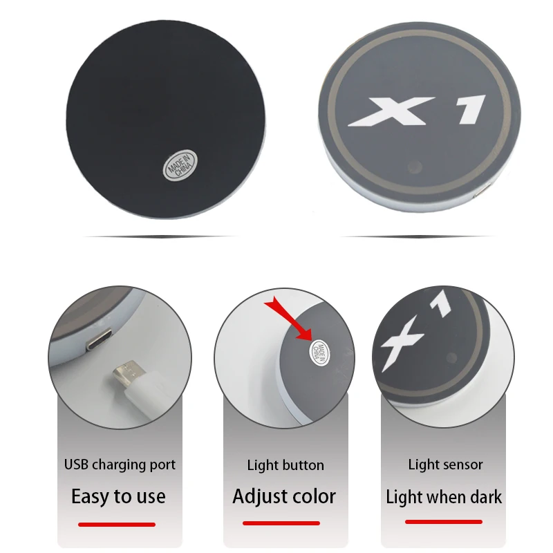 2 قطعة LED سيارة حامل الكأس أضواء كوستر لسيارات Bmw X1 مع 7 ألوان تغيير حصيرة مقاوم للماء كأس الوسادة الداخلية الغلاف الجوي مصابيح #2