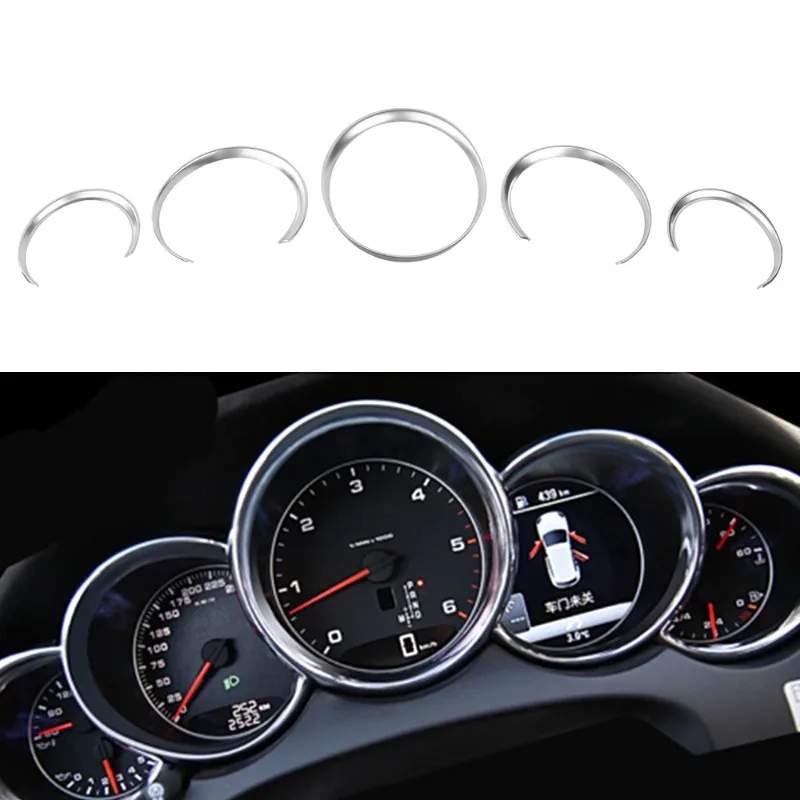 5Pcs Dashboard Console Decorative Ring Trim For Porsche Cayenne 2011-2016 For Porsche Panamera 2010-2015