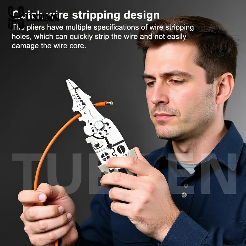 

Wire Stripper Decrustation Pliers Adjustable Electrical Wire Stripping Tool Non-slip Wire Stripper Crimper For Electrical Cable