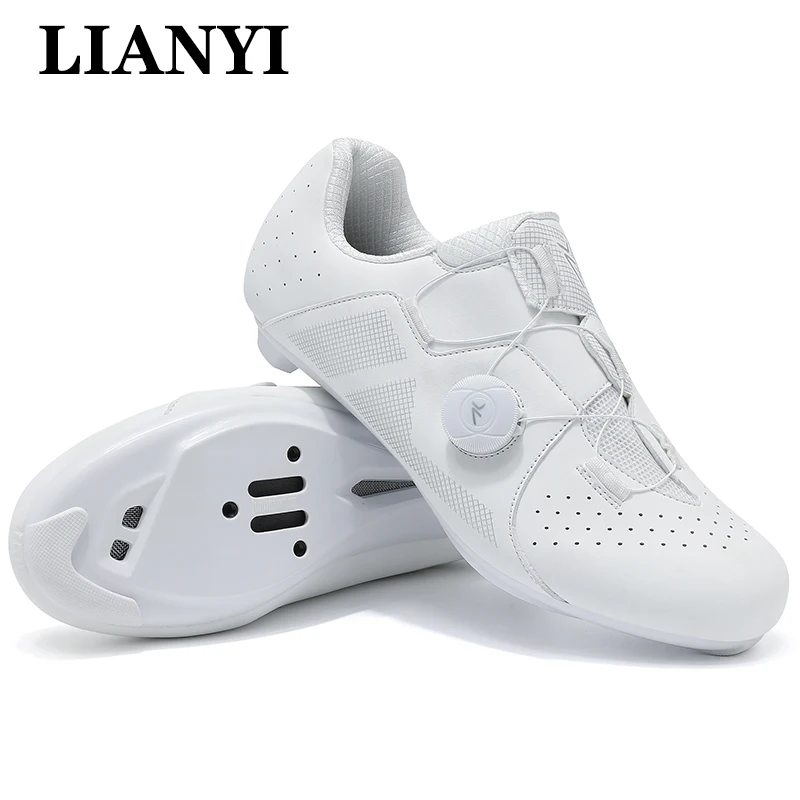 リアニー48--新しいサイクリングシューズ大型屋外ロードバイクノブバックルセルフロック速乾性-spd-ロックサイクリングスポーツシューズ