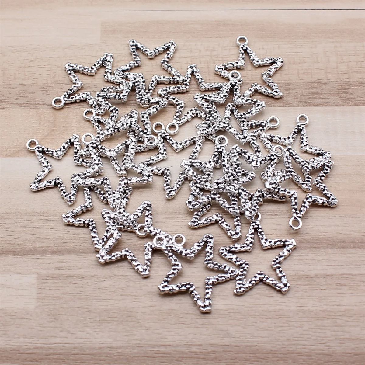 IFOCUS 20pcs/Lot Hollow Star Charms For DIY Jewelry Making Zinc Alloy 26x21mm/1.02x0.83inch