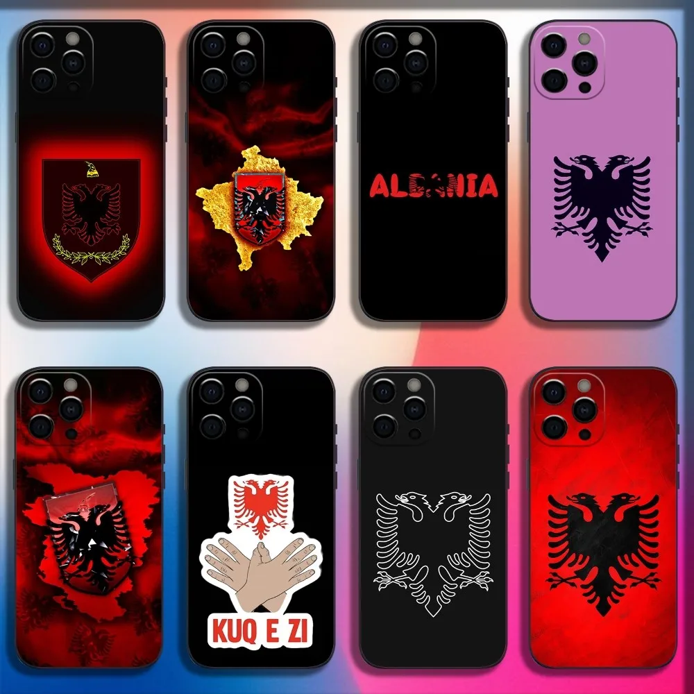 

Red Albania Flag Phone Case For iPhone 16,15,14,13,12,11,Pro,X,XS,Max,XR,Plus,Mini Soft Black Cover
