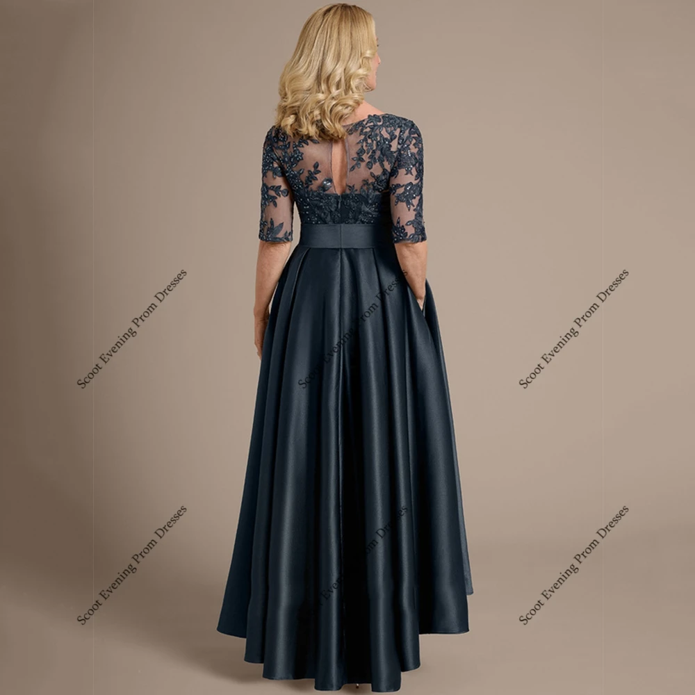 Простые платья для матери невесты с кружевными рукавами 3/4, свадебные платья для женщин, новинка лета 2022, атласное платье Robe De Soirée