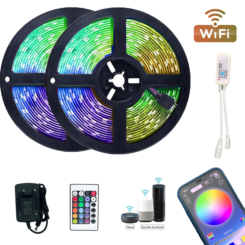 LED Light Strips RGB Flexible Lamp Led Luces SMD5050 Bluetooth WIFI Controller Backlight Led Tape Strip Living Room Decoration