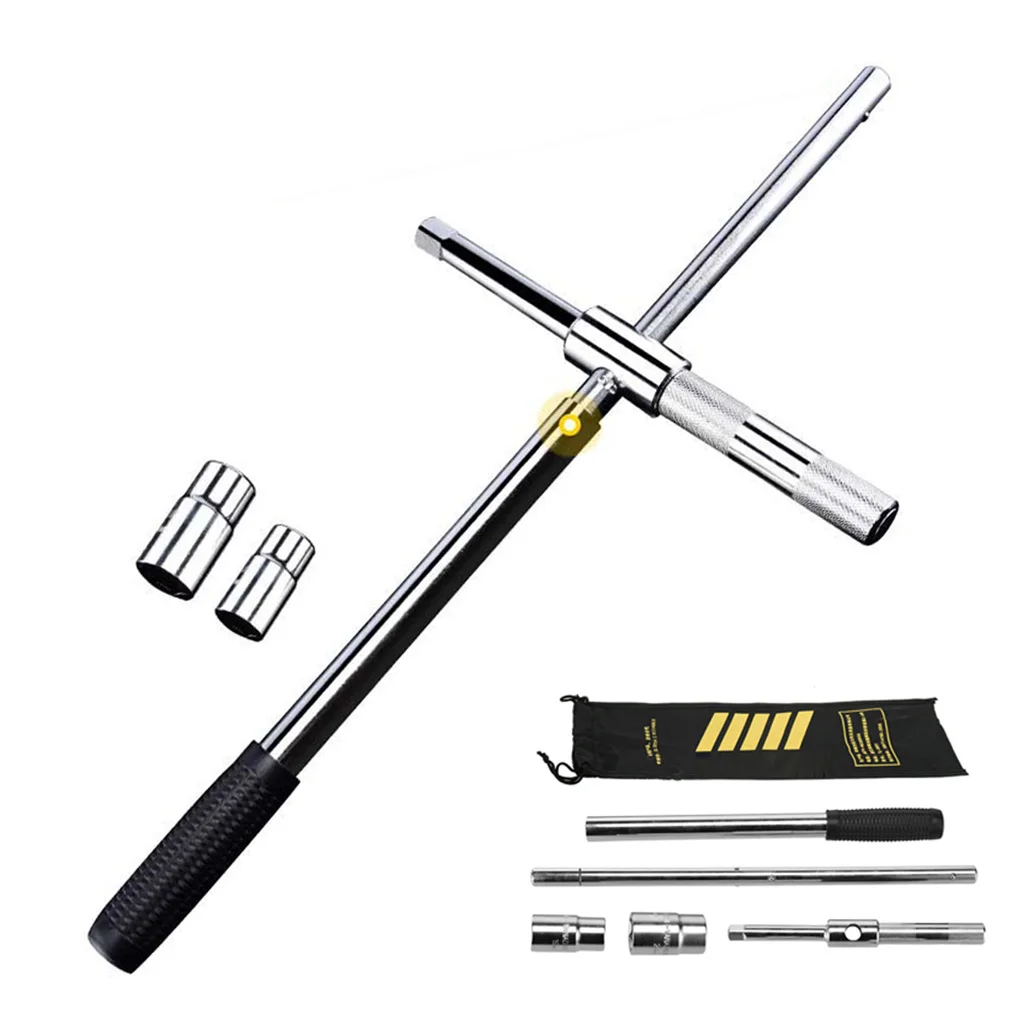 

Ключ для удлиненных наконечников, 4-сторонний сверхмощный ключ для железных наконечников для шин с сумкой для хранения, удлиненный универсальный набор гаечных ключей