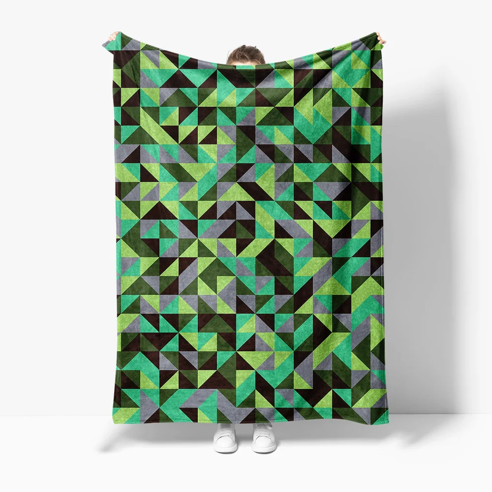 Geometric Triangle Pattern Fleece Blanket Soft Warm Throw Sofa Bed Cover Gift for Kids Teens Women #1