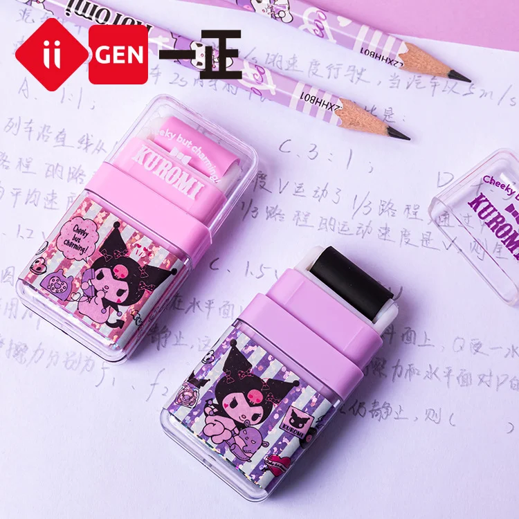 YiZHENG IIGEN YZ8330 Kuromi Roller Eraser, Creative Cartoon, Kawaii Rubber, Student Prize, Staacquering Supplies, 2Pcs