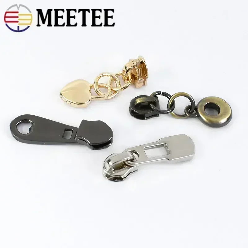 Meetee 10/20/50Pcs 3# Zipper Slider for Nylon Zip Tape Coil Zippers Puller Head Bag Clothes Zips Repair Kits Sewing Accessories