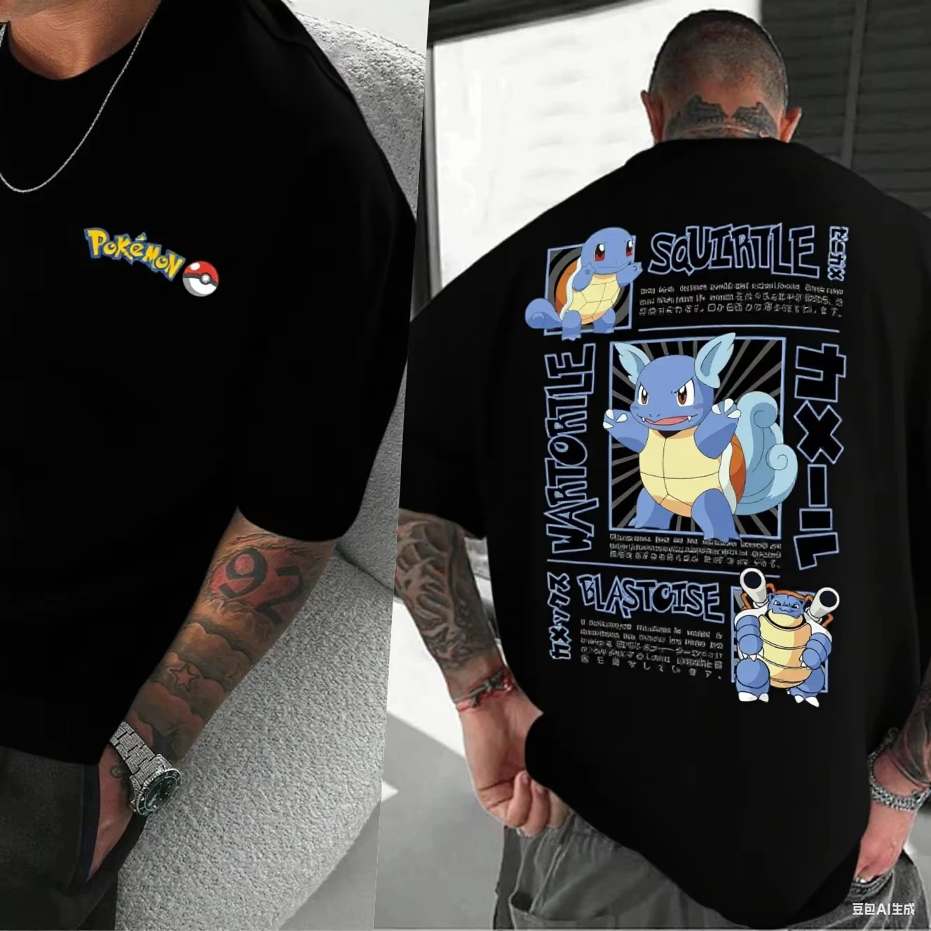 

Новая футболка с принтом Покемон 2026 года, с графикой спереди и сзади, из высококачественного хлопка, удобная, модная, унисекс, уличная одежда, хит продаж