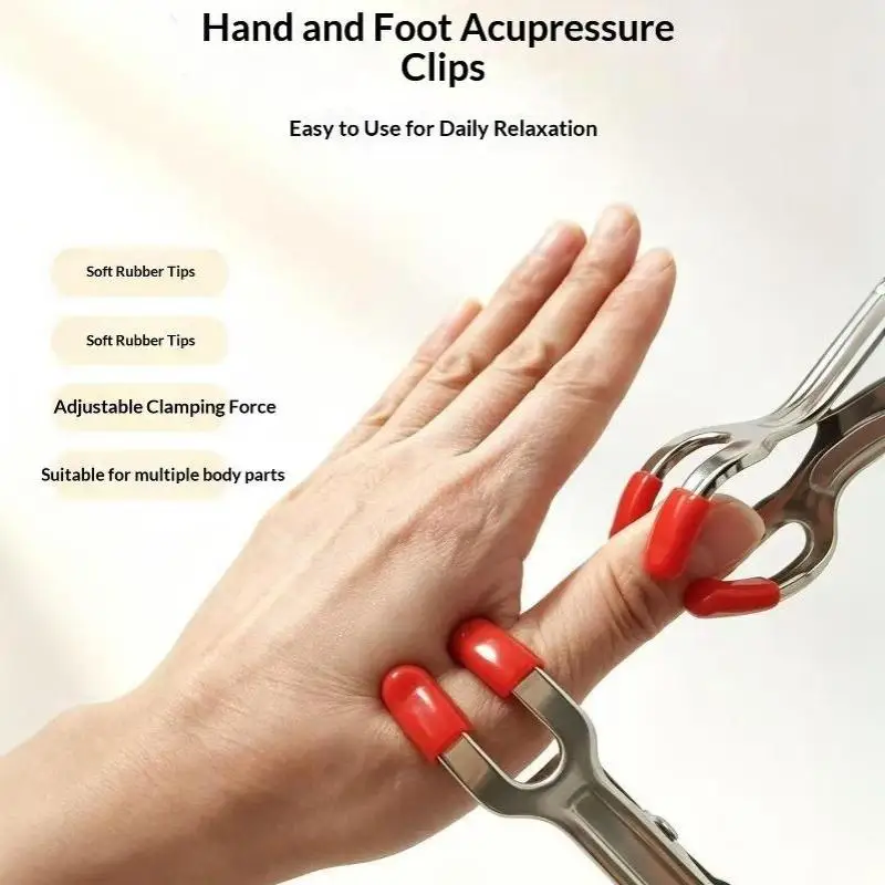 2PCS Mini Acupressure Massage Clips Ergonomic for Tiger Mouth Finger Ear Soreness Relief Travel Use