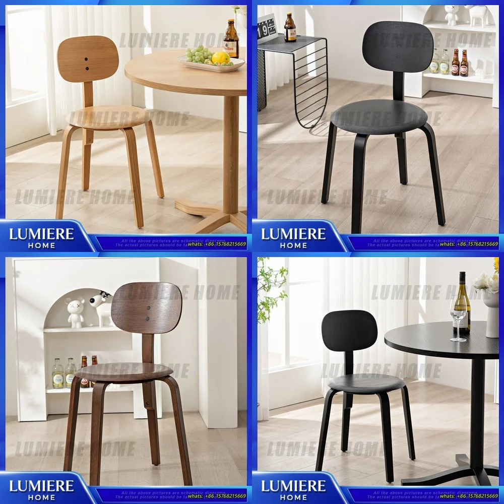 

Solid Wood Dining Chair Coffee Color High End Ready Stock Japanese Style Backrest Chair Home Cafe Natural Wood Color Seat