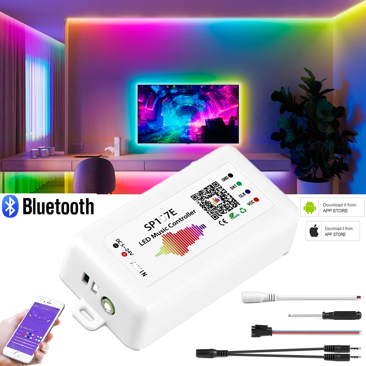 

Dimmable Smart RGBIC RGB LED Dimmer WS2812B WS2811 LED Tape LED Controller DC5-24V SP107E LED Strip Lights Lighting Accessories