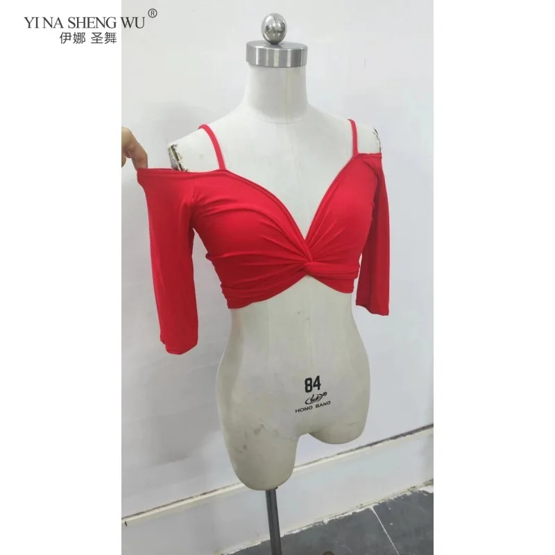Traje de danza del vientre Oriental para mujer, Top Modal con cordones, ropa de práctica, uniforme de clase de baile ajustado para bailarines femeninas