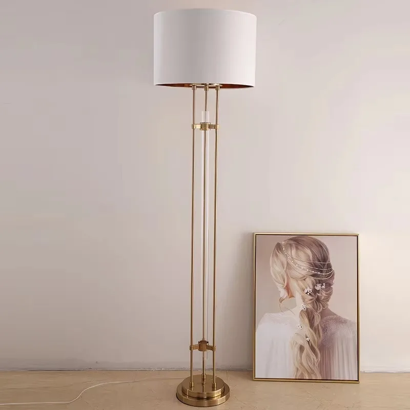 New American Floor Lamp Living Room Nordic Glass Bedroom Simple Atmosphere Retro Network Red Creative Vertical Lamps