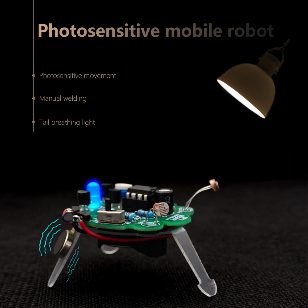 LED Breathing Light Soldering DIY Kit Simulated Firefly Flashing Robot Toy Photosensitive Sensor Mobile Robot Part Electronic