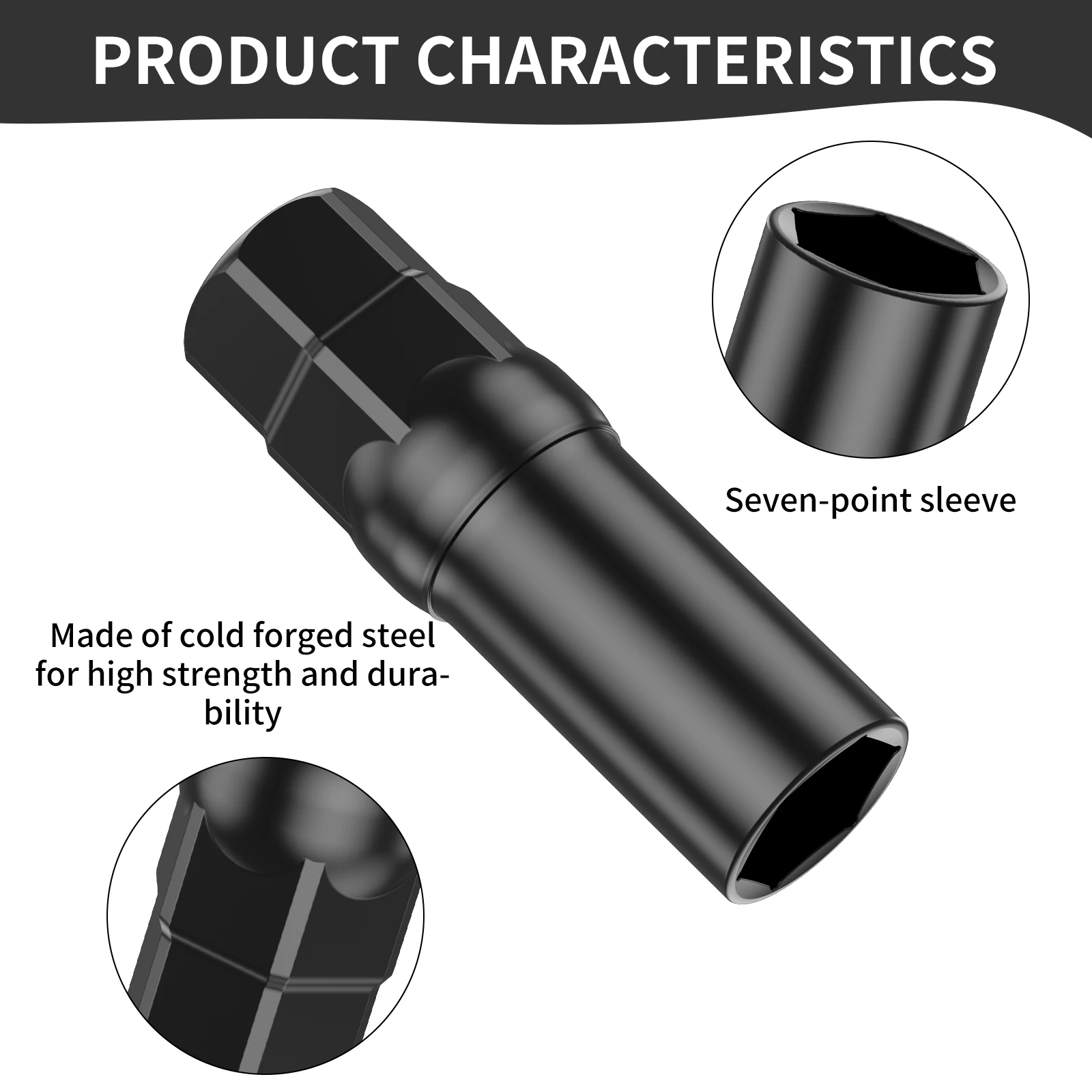 20Pcs Car Wheel Lug Nuts 12mm Cold Forged Steel Black Thread Wheel Lug Nuts Set with 1 Socket Rustproof Sturdy Car Wheel Lug