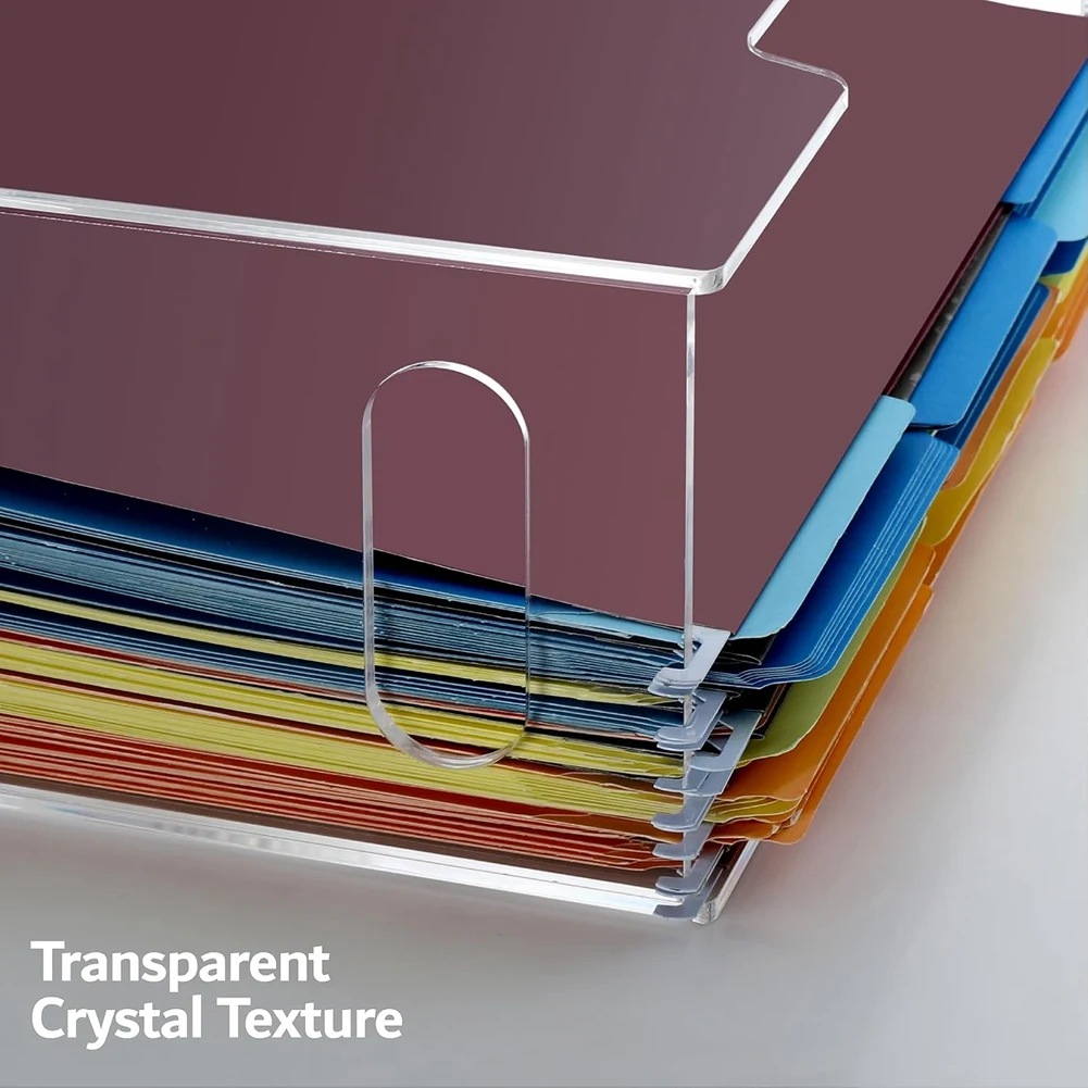 B63B-Acrylic Hanging File Organizer Box With Handles, Letter Size Clear Storage Folder Box Magazine Holder, Desktop
