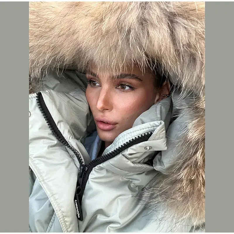 Kurze Damen-Winterjacke mit Kunstfellkapuze, Pelzkragen und Reißverschluss, Warme Outdoor-Bekleidung, Lässige Streetwear – Detail 2