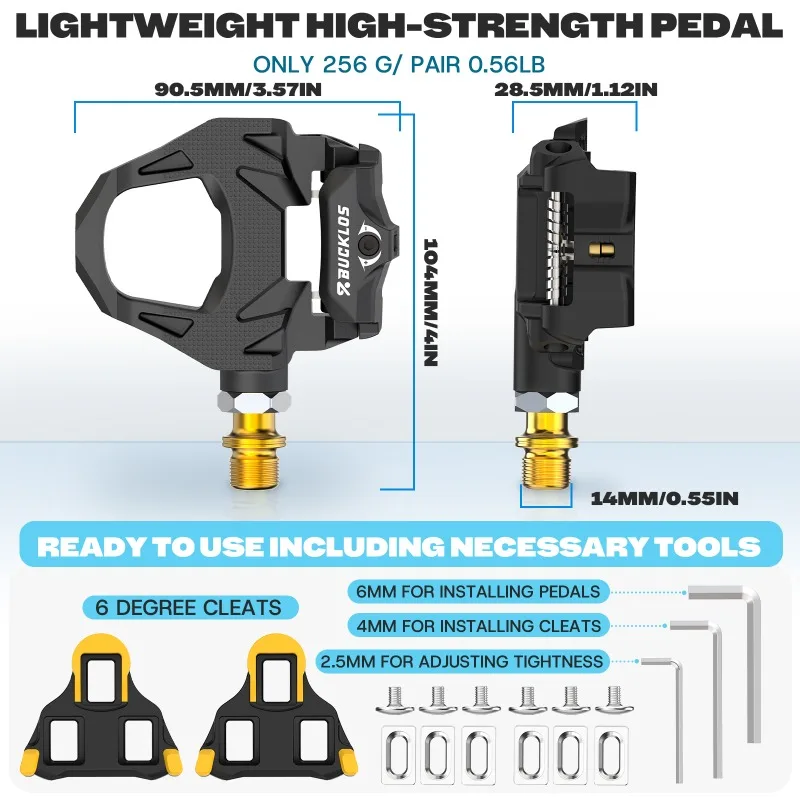 BUCKLOS RS580 Road Bike Lock Pedal for SPD-SL Road Bicycle Self-Locking Pedal with Cleats for SHIMANO SPD-SL Bicycle Lock Pedals