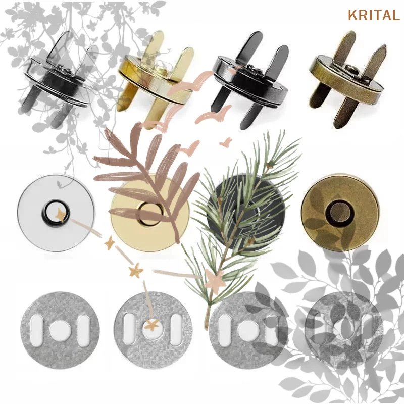 1 Set Magnetic Snap Fasteners Clasps Buttons 14/18MM For Handbag Purse Wallet Craft Bags Parts Accessories