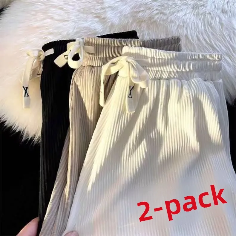 

Спортивные брюки Ice Silk Qui Dry, женские летние тонкие свободные эластичные брюки пять четвертей, большие размеры, повседневные брюки, модные для поездок на работу