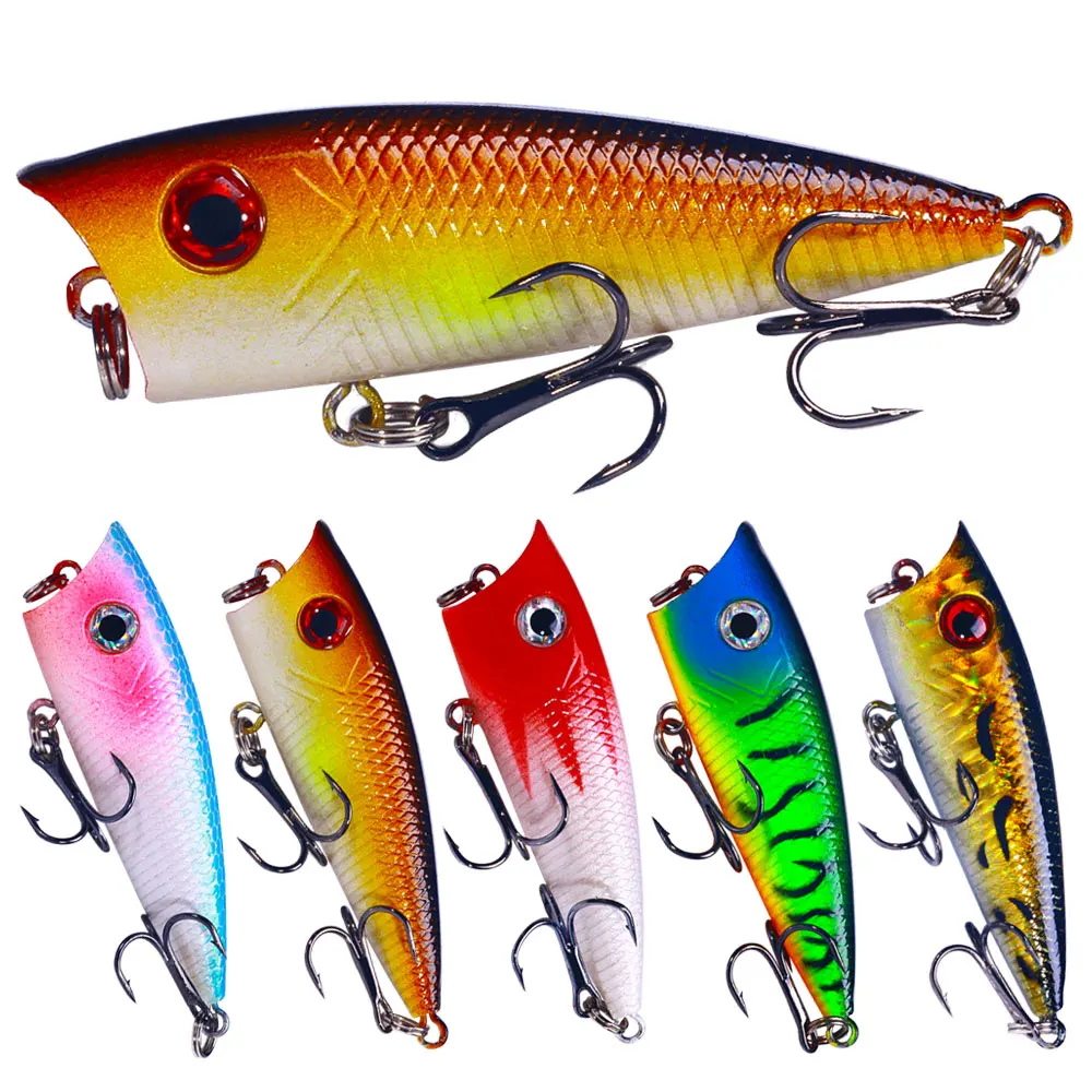 HENGJIA 6cm 6.3g Fishing Lures Popper Topwater Floating Bass Sea Pesca Crank Lure Swimbait Wobbler Fishing Tackle