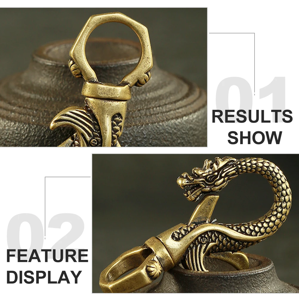 

1pc Dragon Phoenix Keychain Sturdy Quick Release Clasp Lightweight Brass Rings Durable High Load Bearing Corrosion Resistant