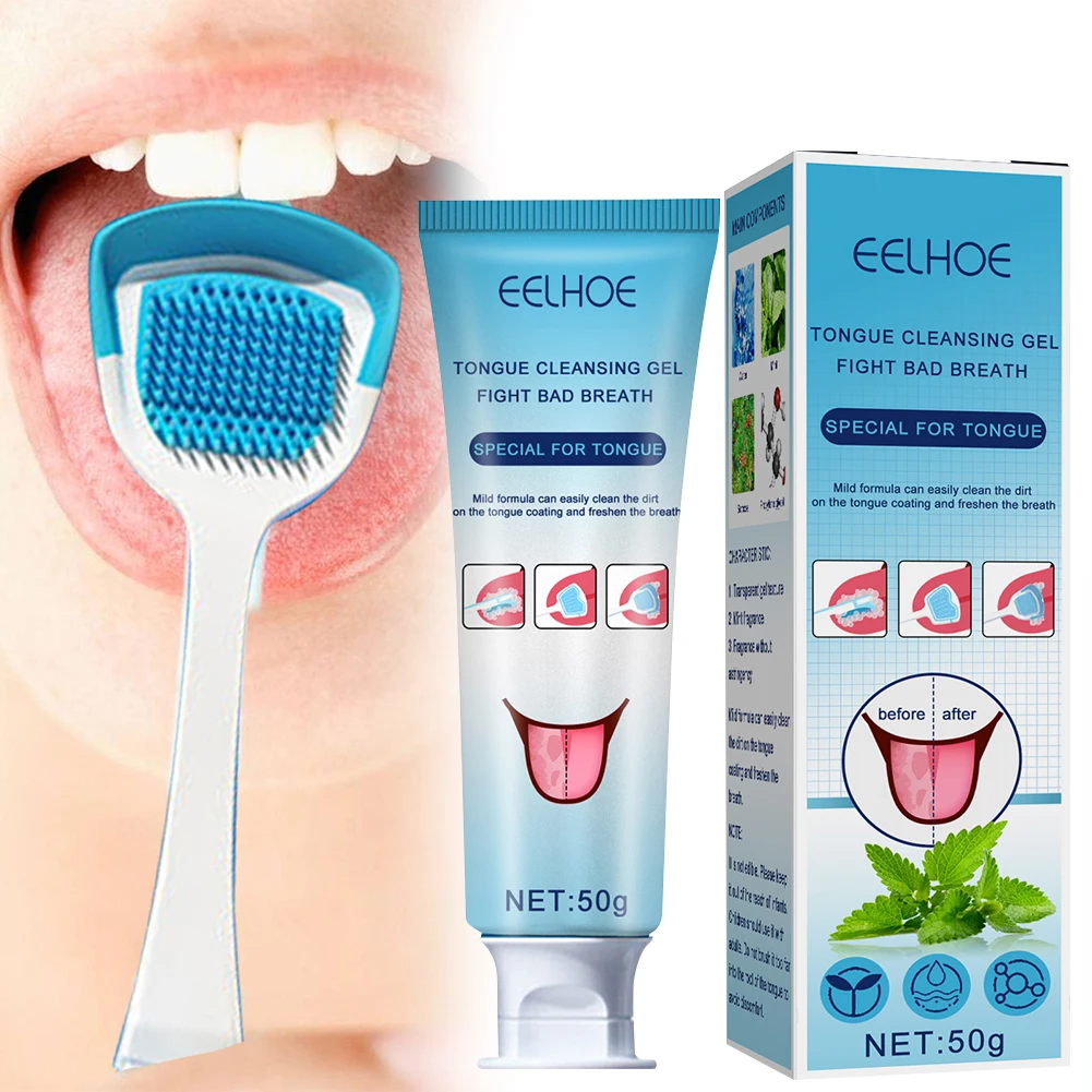 Raspador de lengua para hombres y mujeres, Gel de limpieza de lengua, cepillo limpiador de lengua, ayuda a combatir el mal aliento