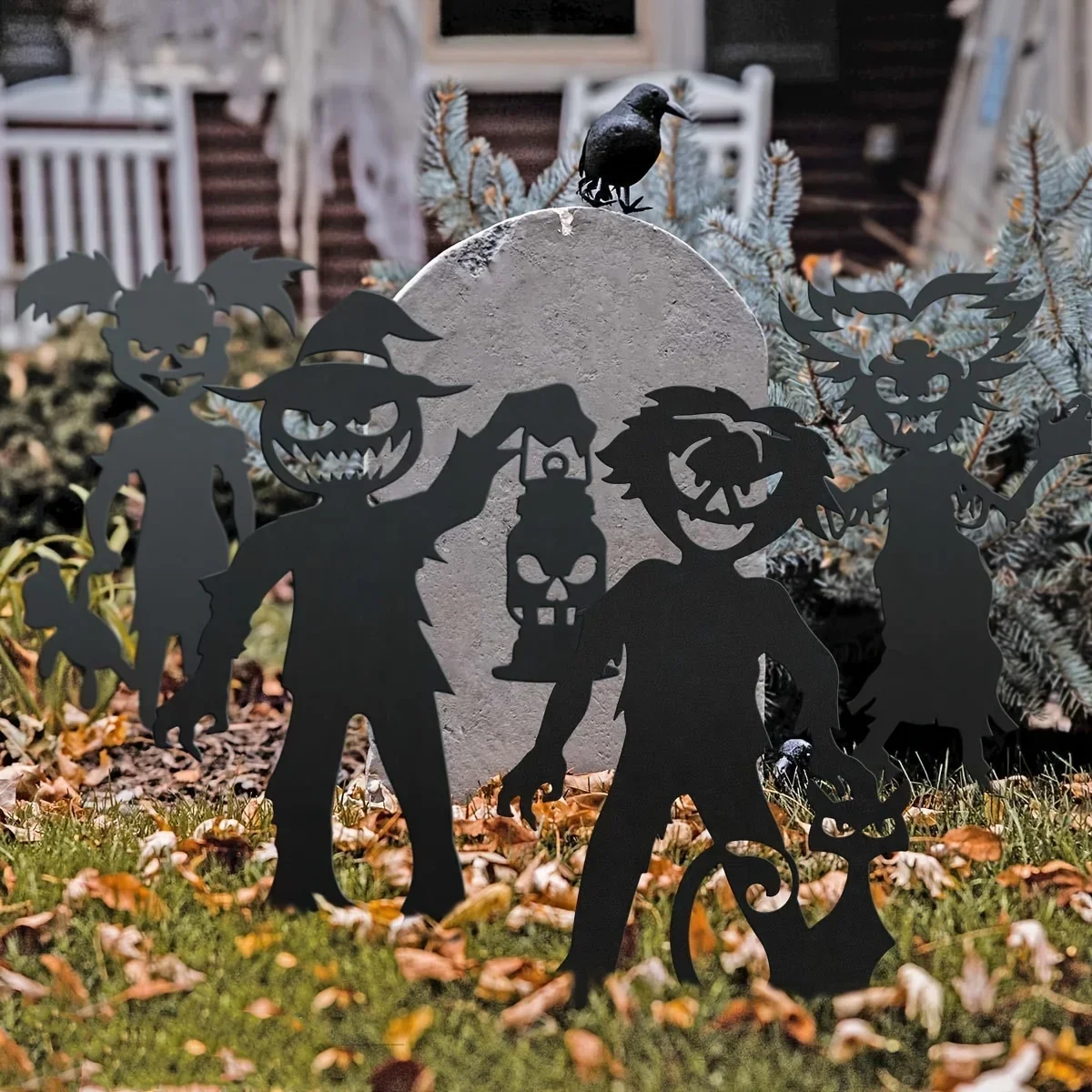 CIFBUY Decoration Horror Movie Metal Stakes Yard Halloween Outdoor Decoration Scary Family Home Iron Yard Sign Halloween Party A