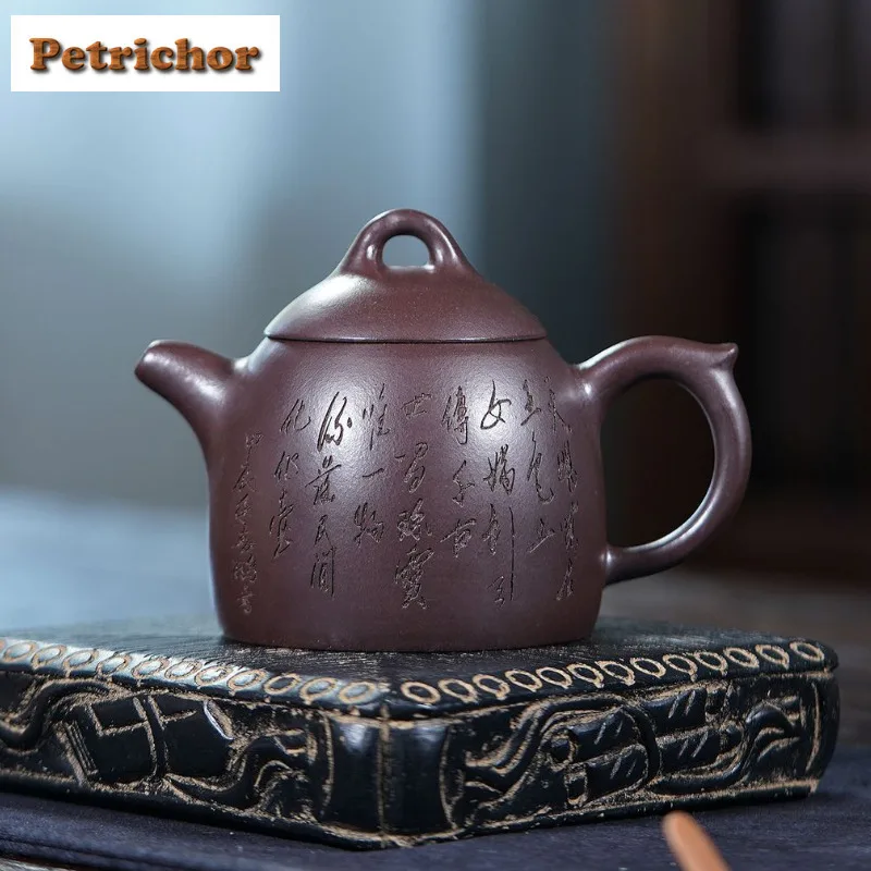 

320ml Luxury Yixing Purple Clay Teapots Handmade Qin Quan Pot Raw Ore Purple Mud Tea Brewing Kettle Zisha Teaset Cha Accessories