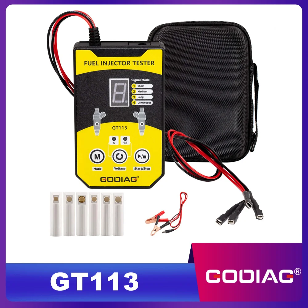 

GODIAG GT113 Universal Fuel Injector Tester & Fuel Injector Cleaner Kit with 6 Sizes of Adapters 8 Pulse Modes for Cars, Motorcy