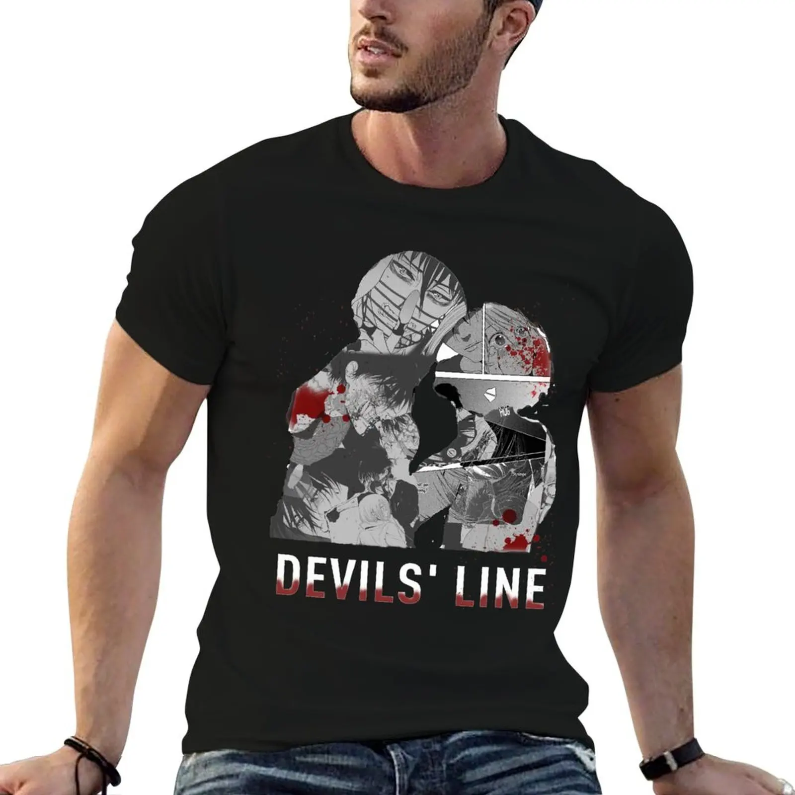 Devils line Manga (anime) outline Zipped Hoodie anime quick drying street wear kawaii clothes mens graphic t-shirts