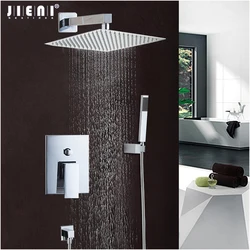 JIENI Good Quality Best Price Chrome Polish Bath Shower Set Single Handle Bathroom Rainfall Rain Wall Mounted Mixer Taps Faucet