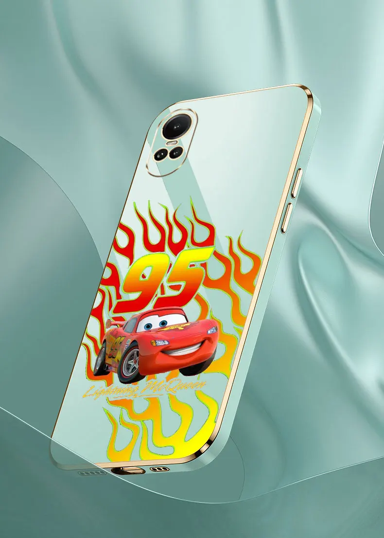 Disney Cars Lightning McQueen 95 Phone Case For OPPO Reno 12 11 11F 10 8 8T 7 7Z 6 6Z 5 5F 4 4F Pro Plus Lite 5G Plating Cover - Image 5
