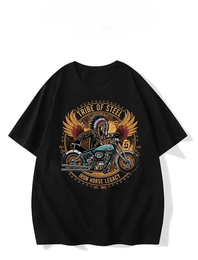 Летняя, осенне-зимняя мотоциклетная футболка с короткими рукавами и принтом для мужчин и женщин, мотоциклетная команда в стиле ретро