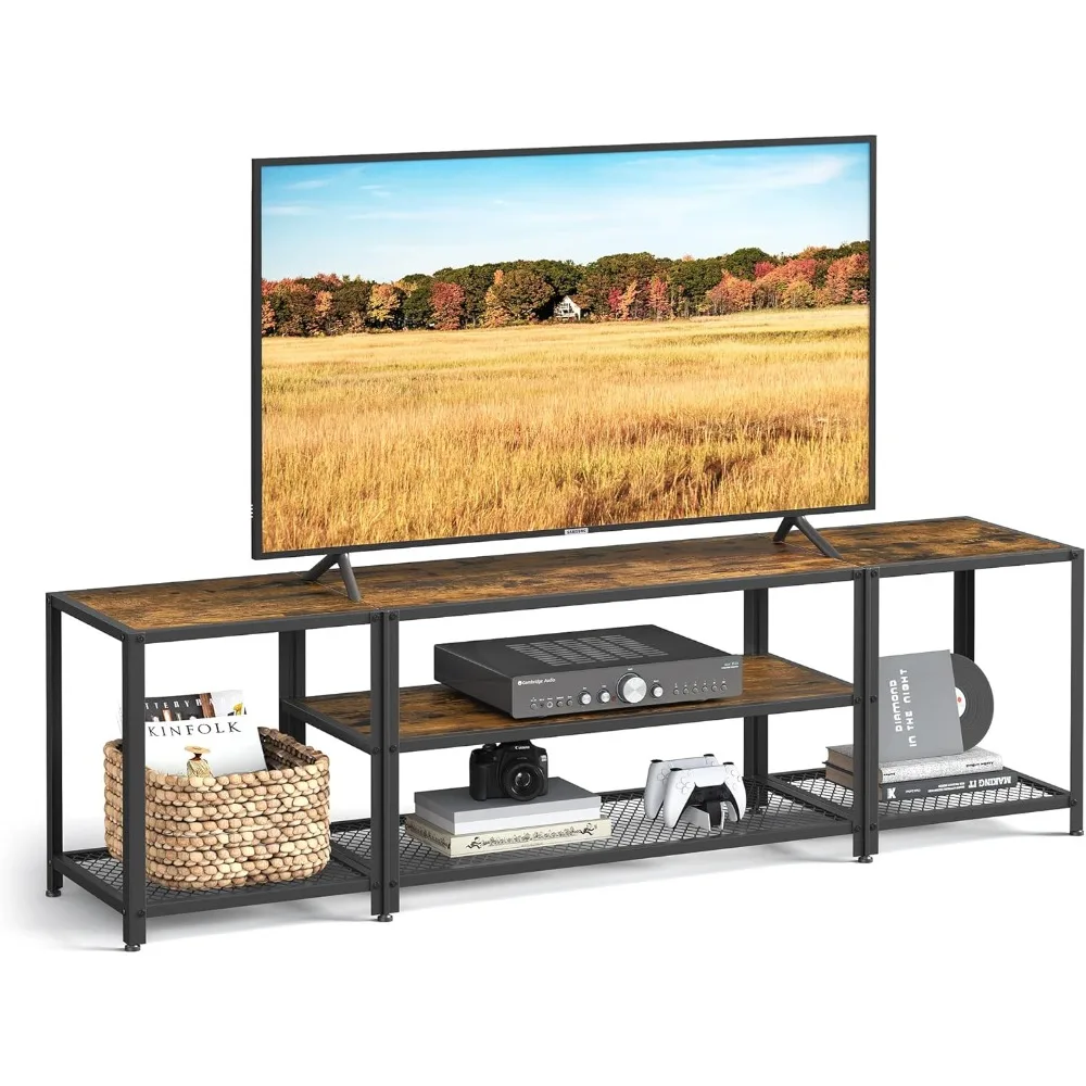 

Modern TV Stand for TVs up to 58/75 Inches, 3-Tier Entertainment Center, Industrial TV Console Table with Open Storage Shelves