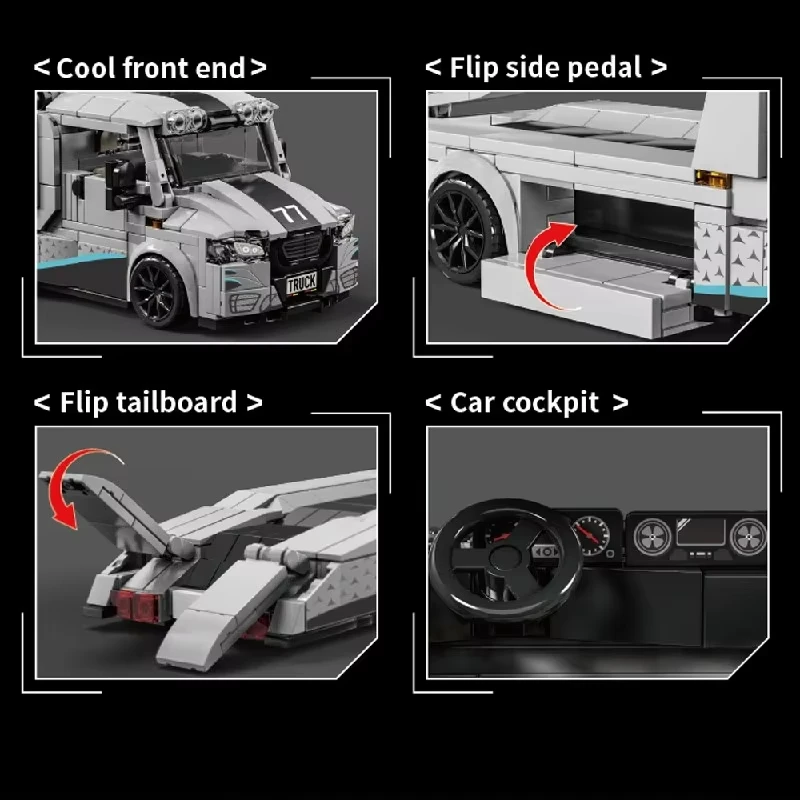 672-teiliger Technischer Anhänger Schwerlast-LKW Baukasten Transportfahrzeug-Modell Bausteine Schreibtisch-Deko Kinder-Lernspielzeug Geschenke
