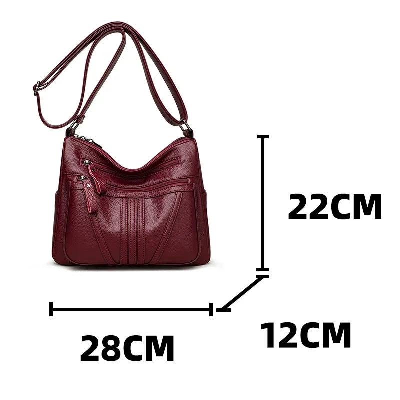 2025 Women's Underarm Shoulder Bag Wine Red Pu Leather Multi Pocket Female Medium Handbag Ladies Elegant Commuter Crossbody Bags