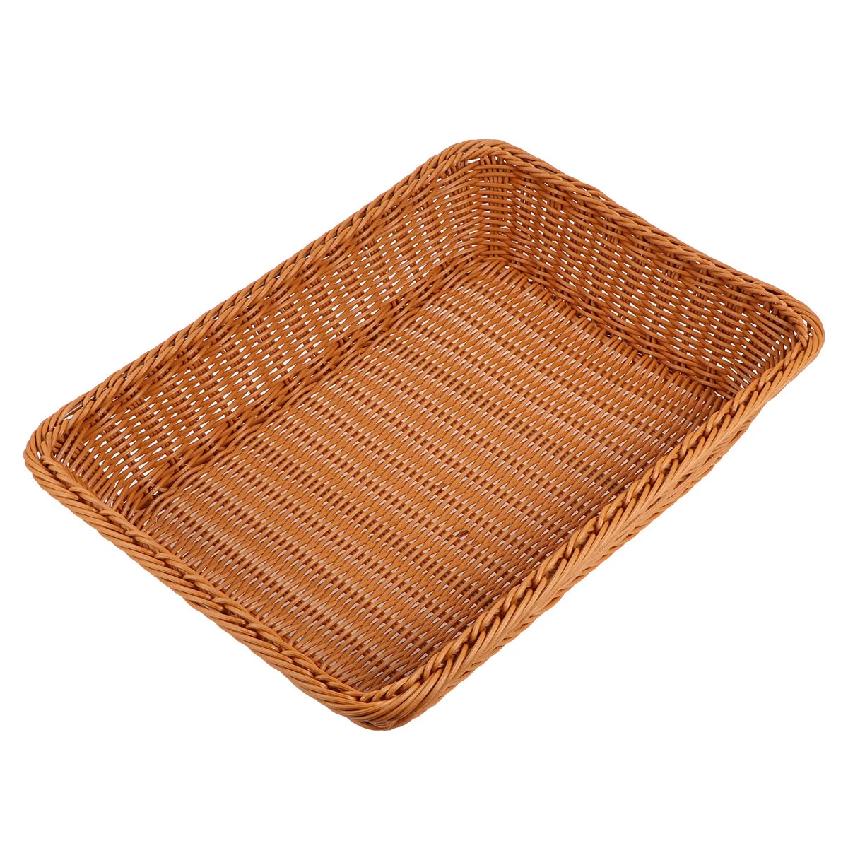 

Simulation Rattan Basket 40x30x8cm Khaki Woven Organizer for Hotel Restaurant Living Room Decor Woven Basket Desktop Organizer
