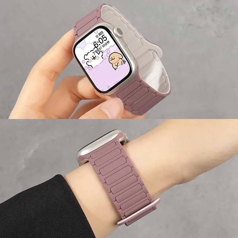 Silikonarmband für Apple Watch 46mm 42mm 49 45mm 41mm 44 40mm Magnetisches Band für IWatch Ultra 4/3/2 Series 12 11 10 9 8 7 6 SE 5 – Detail 4