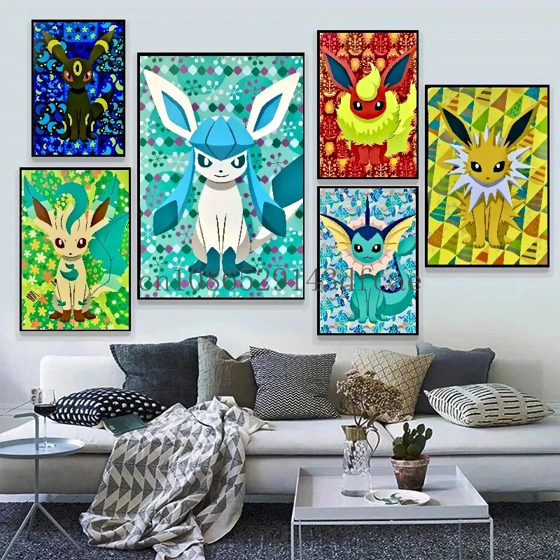 

Pokemon Classic Anime Eevee Sylveon Umbreon Espeon Canvas Painting Wall Art Poster Children Room Decor Mural Picture Cuadros